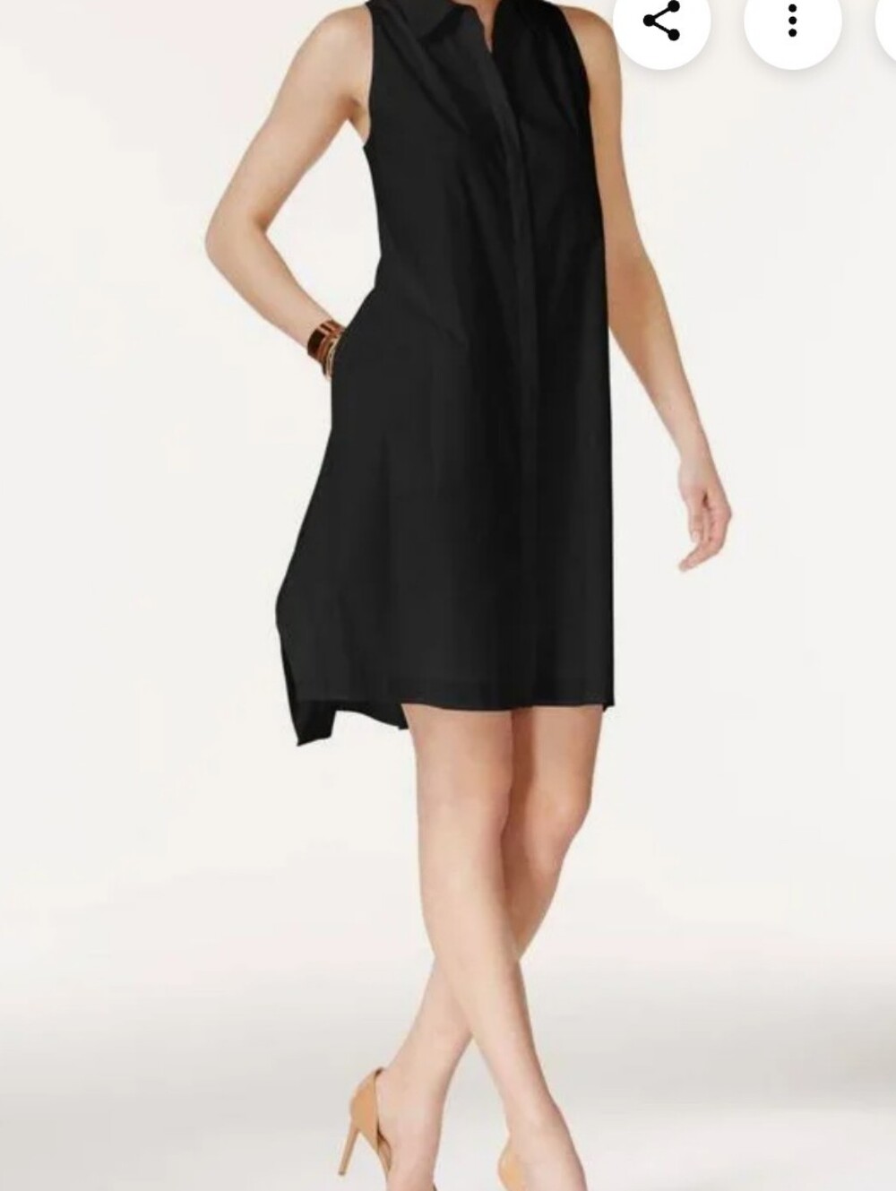 Alfani New A-line Shirt Dress 10 Collar Hidden Button Placket High-Low LBD Full